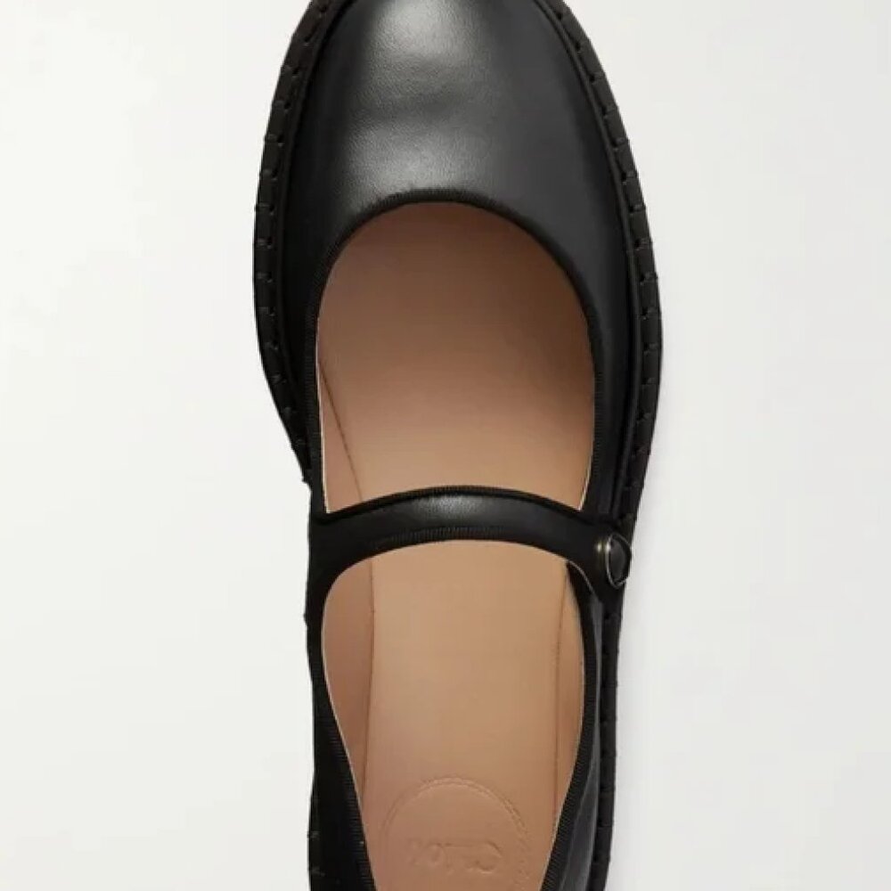 Chloe Black Leather Mary Jane Flats - Picture 5 of 8